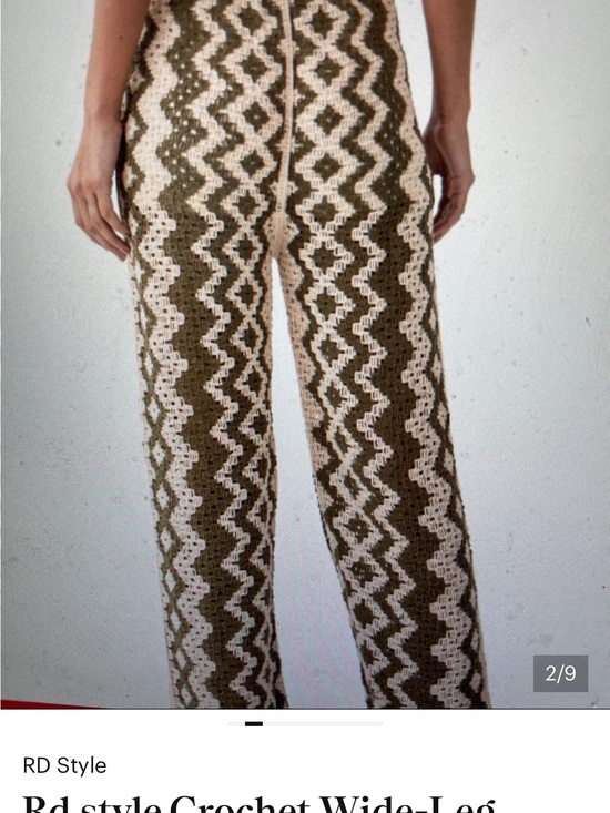 RD Style Pants - RD Style Olive & Cream Crochet Wide-Leg Pants